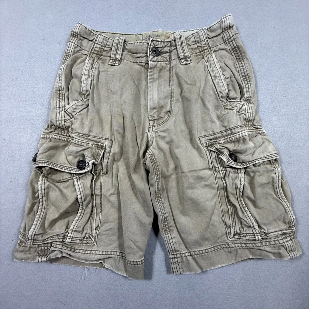 American Eagle Outfitters Mens Khaki Cargo Shorts Classic Length Tan 29W